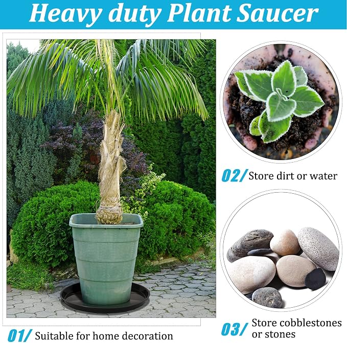Eccliy 10 Pack 25 Inch Large Plant Saucers Heavy Duty Planter Trays
