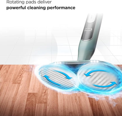 Shark Steam & Scrub Steam Mop, All-in-One Hard Floor Cleaner, Grey, S8001 LED Headlights, 4 Dirt Grip Soft Scrub Pads Included, XL Water Tank, Swivel Steering