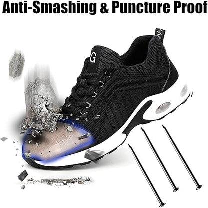 GUYISA Steel Toe Shoes for Safety Air Cushion Lightweight Sneakers Slip Resistant Industrial and Construction Work Shoes