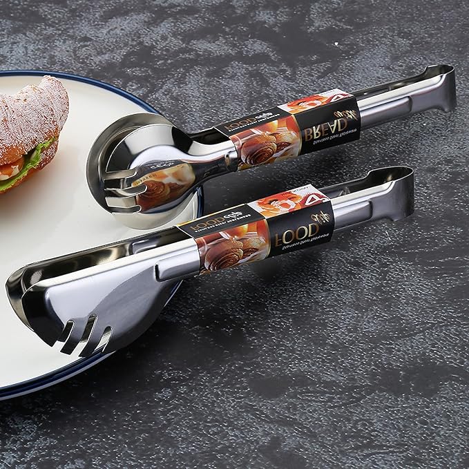 Tongs For Cooking - Heat Resistant 600 Degrees Stainless Steel Kitchen Tong,Heavy Duty Metal Locking Tongs - Perfect for Food,Salad and BBQ set of 2(Tongs For Cooking(Glove white style)-2 pack)