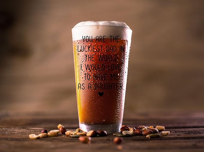 PREZZY Beer Mug for Father's Day Dad You Are the Luckiest Dad in the World I Would Love to Have Me as a Daughter Beer Glass for Dad, Best Dad Beer Glass, Daddy Beer Glass for Christmas, Anniversary