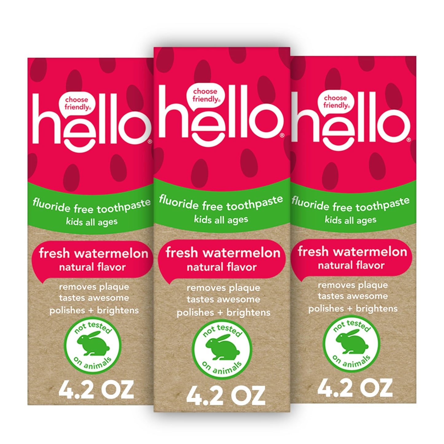 Hello Fresh Watermelon Fluoride Free Kids Toothpaste, 4.2 Oz Tube (Pack of 3) ( One of the three items is not in its original packaging )