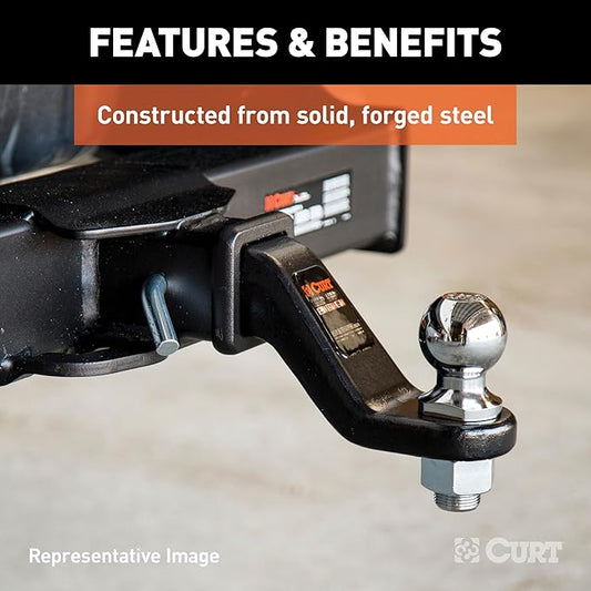CURT 45331 Trailer Hitch Mount with 2-5/16-Inch Ball, Fits 2-Inch Receiver, 15,000 lbs, 2-In Drop