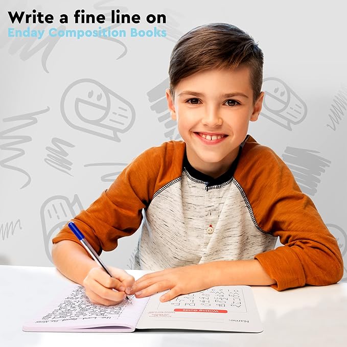 Enday Primary Composition Notebook K-2, Primary Ruled Composition Book, Primary Composition Notebook for Kids, 100 Sheets kindergarten Notebook, Red and Grey (2 Pack)