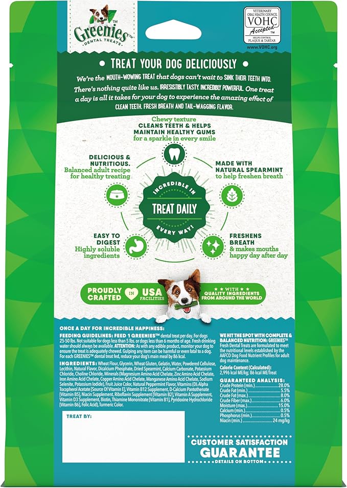 Greenies Regular Natural Dental Care Dog Treats Fresh Flavor, 12 oz. Pack (12 Treats)
