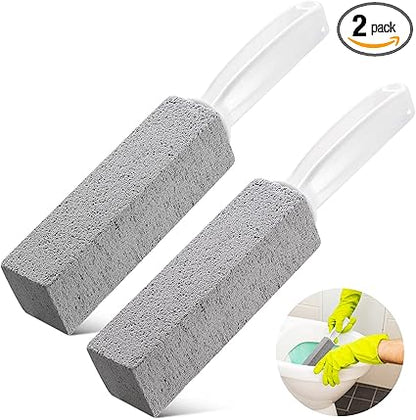 2 Pack Toilet Cleaner Hard Water Build up Remover with Ergonomic Handle, Toilet Bowl Stain Ring Remover, Pumice Stone Toilet Cleaner Tool Stain Remover for Toilet, Pool, Bathroom, Sink
