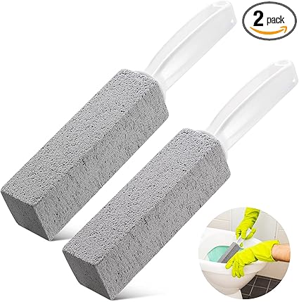 2 Pack Toilet Cleaner Hard Water Build up Remover with Ergonomic Handle, Toilet Bowl Stain Ring Remover, Pumice Stone Toilet Cleaner Tool Stain Remover for Toilet, Pool, Bathroom, Sink