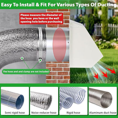 6 Inch Hooded Wall Vent with Screen and Damper,6" Vent Hood Wall Exhaust Vent Cover,Dryer Vent Cover Outside,6"Vent Cover Exterior Wall Vent Cap for Range Hood Kitchen Air Ventilation,Galvanized Steel