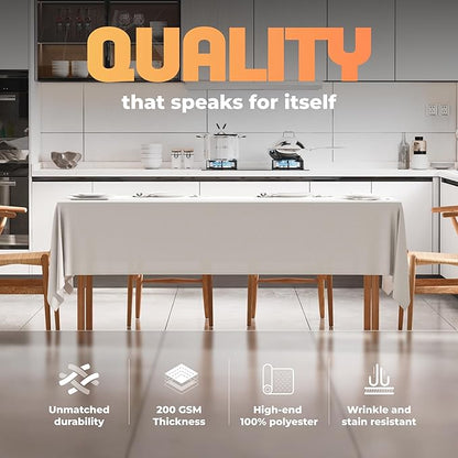 60 x 102 inch rectangular tablecloth, 6-foot tablecloth, washable polyester
