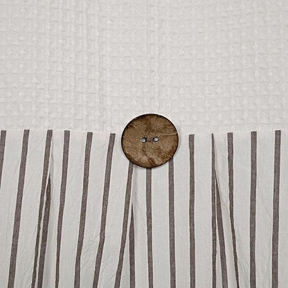 Farmhouse Shower Curtain,Beige and Brown Striped,Button Curtain,Spa Waffle and Cotton Woven Fabric,Rustic Charm Country Chic Style,72x72 in