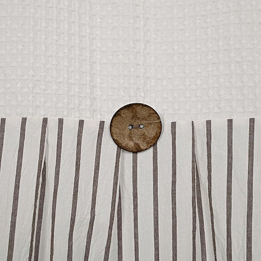 Farmhouse Shower Curtain,Beige and Brown Striped,Button Curtain,Spa Waffle and Cotton Woven Fabric,Rustic Charm Country Chic Style,72x72 in
