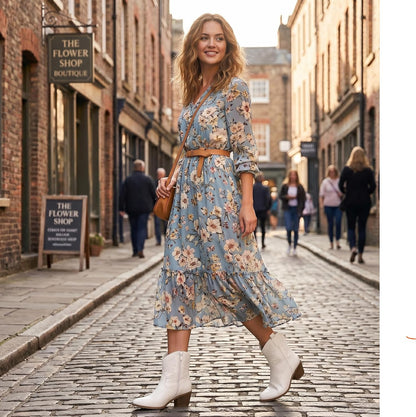 Women's The Western Wear Fashion Cowboy Cowgirl Free Birds Country Concert Disco Outfits Low Heel Walking Boots For Ladies