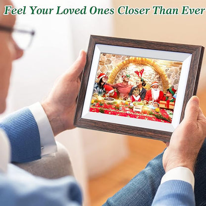 Frameo-Digital-Picture Frame 10.1 Inch Electronic-Digital Photo Frame with IPS Touch Screen HD Display, Smart WiFi Photos or Videos Farme via Free Frameo APP (Brown Wood Frame)