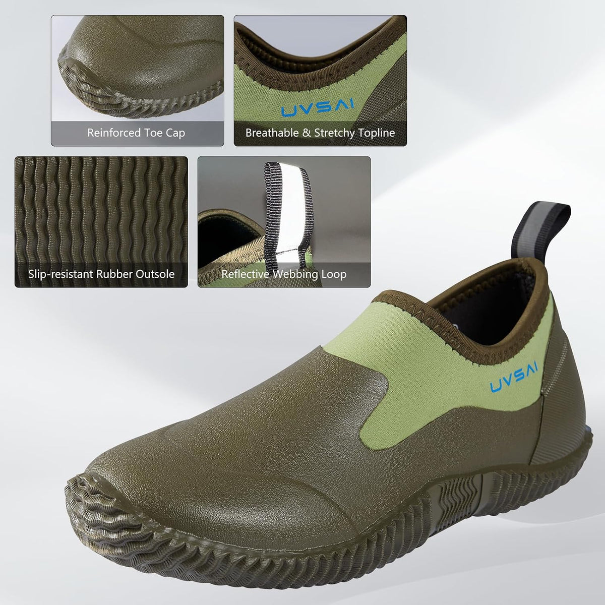 Men’s Waterproof Garden Shoes Rain Boots Slip-On Footwear for Gardening Farming Camping Lawn Care Yard Work