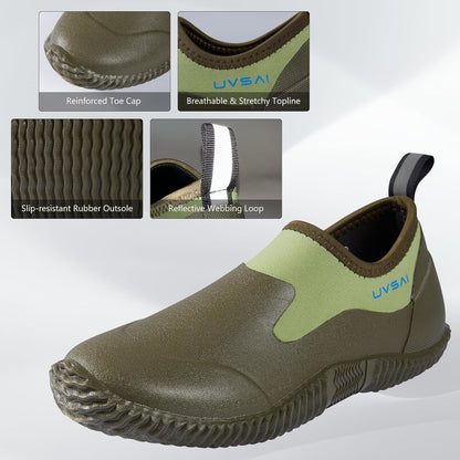 Men’s Waterproof Garden Shoes Rain Boots Slip-On Footwear for Gardening Farming Camping Lawn Care Yard Work
