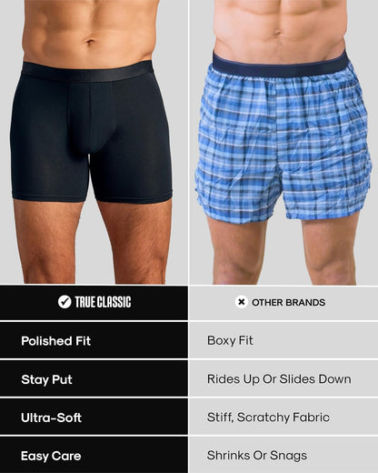 True Classic Mens Underwear 1pc – Mens Boxer Briefs Pack, 1” Boxer Brief & 4” Trunk Novelty Underwear for Men, Micromodal. (Only One)