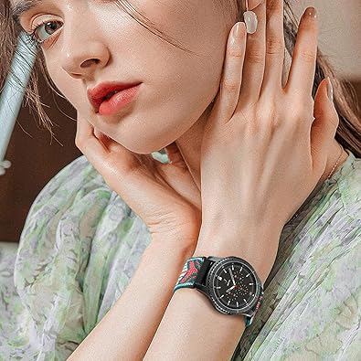 22mm Bands Compatible with Samsung Galaxy Watch 3 45mm BandGalaxy Watch 46mmGear S3 Frontier, Stretchy Adjustable Elastic Nylon Woven Sport Loop 22mm Wristband for Men Women, 5 Packs