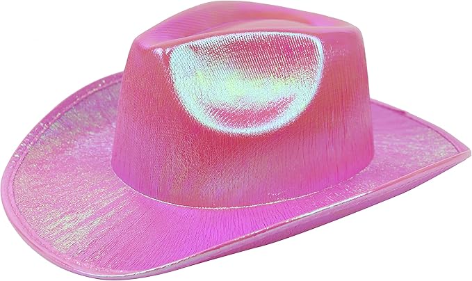 GiftExpress Neon Pink Holographic Glitter Cowboy Hat  Sparkly Space Cowgirl Hat for Bachelorette, Festival  Western Party
