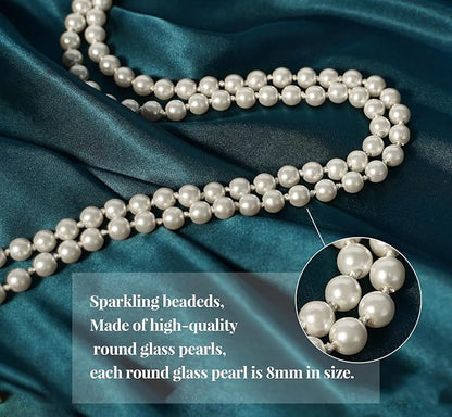 Cizoe 1920s Flapper Gatsby Costume Accessories Set 20s Flapper Headband Vintage Pearl Necklace Gloves