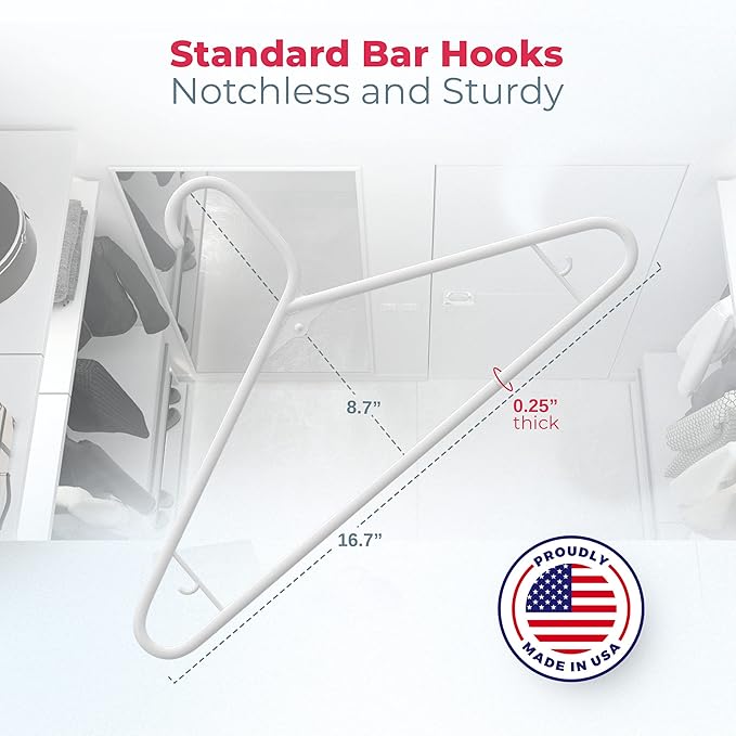 Made in USA Strong Clothes Hangers Bulk, 20-100 Pack Available, Heavy Duty Plastic Hanger for Closet and Clothing (15pk Blue)