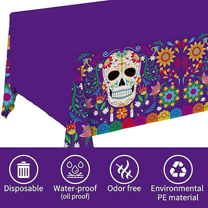 Day of the Dead Party Supplies Kit Serve 25, Includes Disposable Sugar Skull Dinner Plates, Dessert Plates, Napkins, Cups and Tablecloth, DÃ­a de los Muertos Party Decorations
