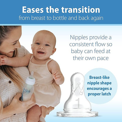 Dr. BrownAos Natural Flow Anti-Colic OptionsN Narrow Baby Bottle 8 oz250 mL, with Level 1 Slow Flow Nipple, 1 Pack, 0m