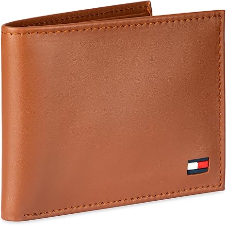 Tommy Hilfiger Men's Classic Logo Style Passcase Bifold Wallet with Multiple Card Slots and ID Window