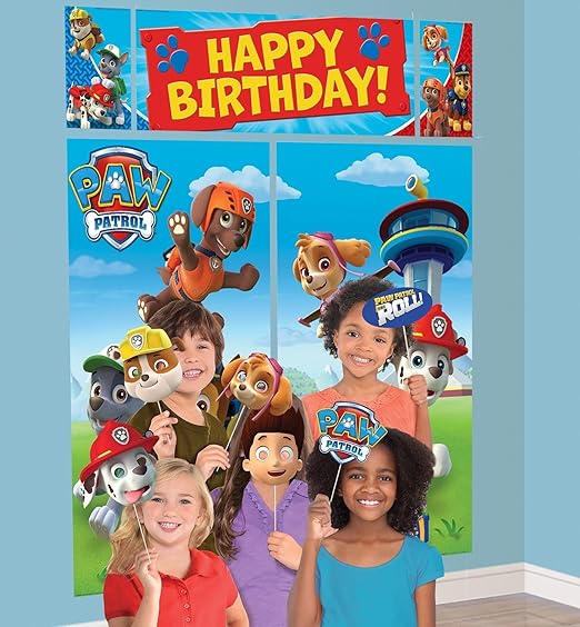 Multicolor Paw Patrol Scene Setters with Plastic Props in Various Size - Pack of 17 - Perfect for Kids Parties & Events