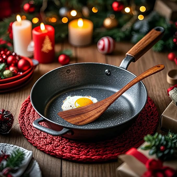 Wooden Spatula Wooden Turner Acacia Wood,Long Handle Flat Frying Spatula Handmade for Kitchen Cookware (Frying Spatula)
