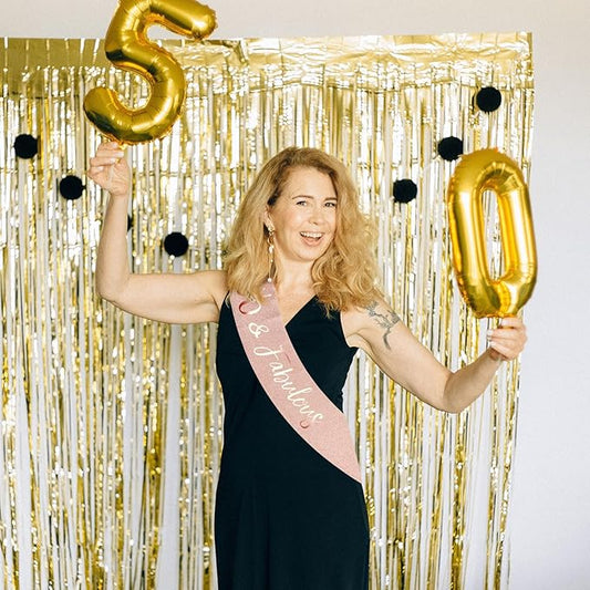 CIEHER 50th Birthday Sash for 50th Birthday Decorations Women 50  Fabulous Sash 50th Birthday Sashes for Women - Rose Gold