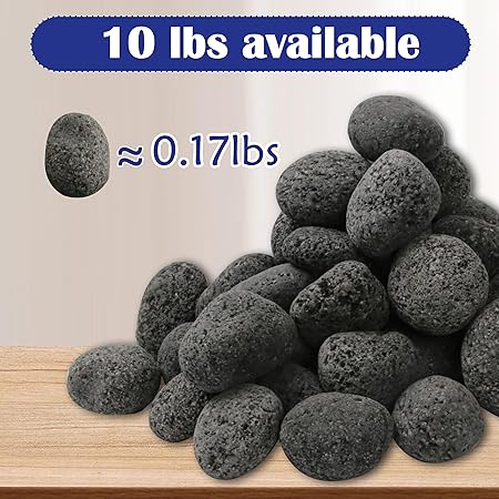 Sunnyglade 10LBS Black Lava Rocks for Fire Pit 1-2 inch Gas Fireplace Rocks, Black Lava Pebbles for Propane Fire Pit, Decorative Volcanic Stone for Outdoor  Indoor Gas Fireplace (10, Pounds)