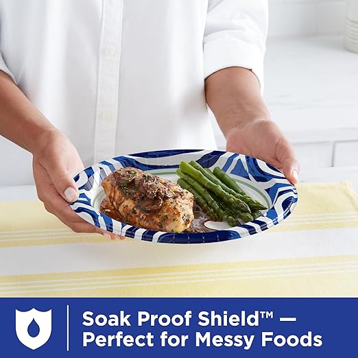 Dixie Ultra, Large Paper Plates, 10 Inch, 44 Count, 3X Stronger, Heavy Duty, Microwave-Safe, Soak-Proof, Cut Resistant, Disposable Plates For Heavy, Messy Meals