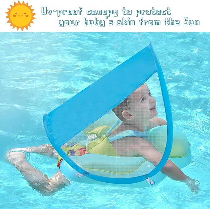 Adnee 2 Pack Baby Swim Float Removable Canopy-Sun Protection Canopy for Baby-UPF50 Proof Canopy-Sunscreen Coating,Compatible for Mambobaby Floats