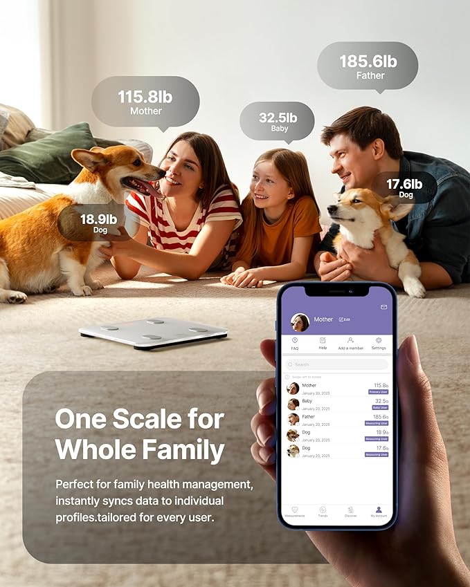 FITINDEX Smart Scale for Body Weight, Scale with BMI, Body Fat, Muscle Mass, Bluetooth,13 Body Composition Analyzer, Sync APP, Digital Bathroom, FSA HSA Eligible, 400lb, White