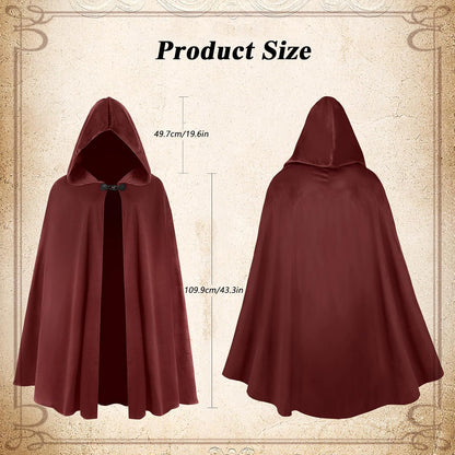 Renaissace Hooded Cloak Medieval Cape with Hood for Halloween