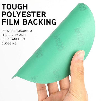 LotFancy 6 Inch PSA Sanding Discs with Tabs, 60PCS 400 600 800 1000 1500 2000 Grit Self Adhesive Wet Dry Green Film Sandpaper Assortment, Random Orbital Sander Fine Grit Sand Paper
