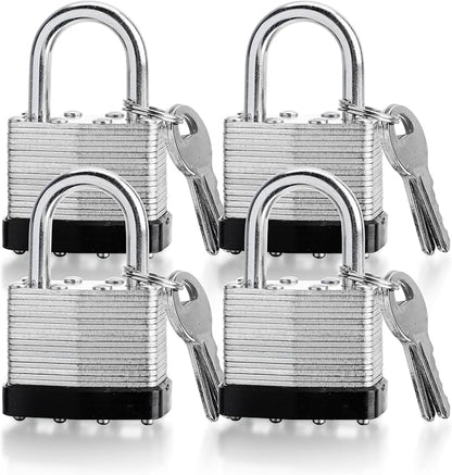 4 Pack Keyed Alike Padlocks - 40mm High Security Heavy Duty With Keys for Gym, Warehouse - Outdoor Locks With Same Key