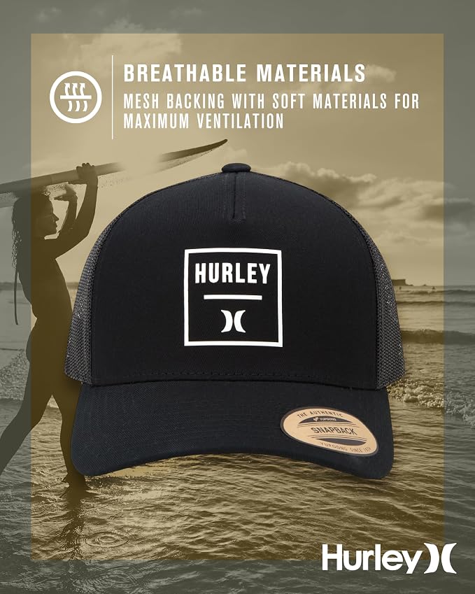 Hurley Mens Trucker Hat Fairway Mesh Trucker Hat, Quick Dry Snapback