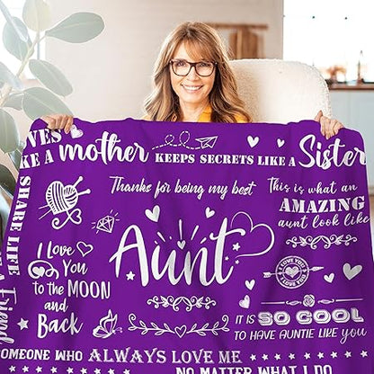 Hexagram Aunt Gifts for Women, Aunt Gifts from Niece, Auntie Gift Ideas, Best Aunt Ever Gifts Wearable Blanket, Aunt Gifts from Nephew Soft Flannel Wearable Blankets