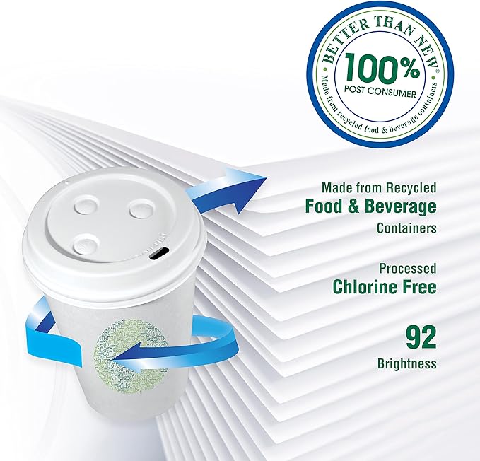 PrintWorks 100 Recycled Printer Paper 8.5" x 11" White - 20 lb Copy  Multipurpose Computer Paper - 1 Pack, 400 Sheets - Made in the USA - 92 Bright - Printer  Copier Compatible (00018)