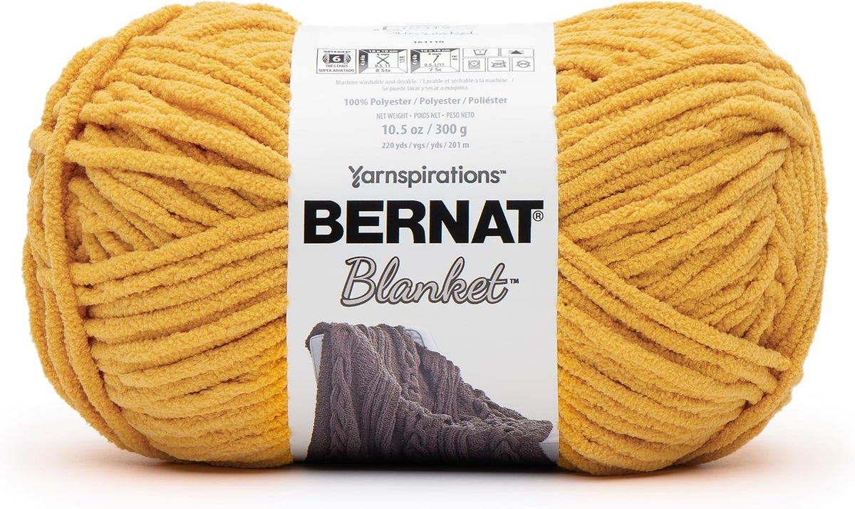 Bernat Blanket Super Bulky Acrylic Yarn - 2 Pack of 300g/10.5oz #6 Chunky Chenille Heavy Weight Yarn for Knitting and Crocheting, Amigurumi, Thick Blankets (Sunsoaked, 220 Yards 2-Pack)