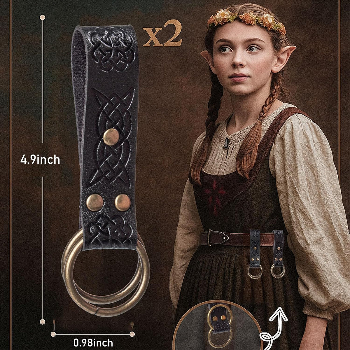 SUMGOGO Belt Retro Medieval Waist Belt Renaissance Cosplay Costume (Belt Only)