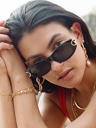AIEYEZO Retro Oval Sunglasses for Women 90s-Style Classic Oval Frame Sun Glasses Fashion Vintage Cat Eye Shades