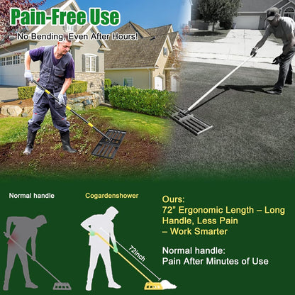 Lawn Leveling Rake - Heavy Duty 17"x10" Stainless Steel Leveler Plate (not handle stick included)