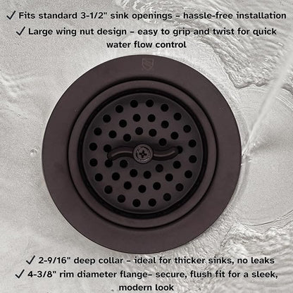 Westbrass A213-12 3-12" Wing Nut Twist Style Large Kitchen Sink Basket Strainer, Oil Rubbed Bronze