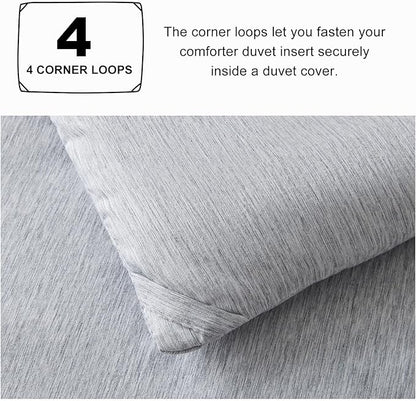 CozyLux Queen Comforter Set - 3 Pieces Light Grey Soft Luxury Cationic Dyeing Queen Comforter for All Season, Light Gray Breathable Lightweight Fluffy Bedding Sets with 1 Comforter and 2 Pillow Shams