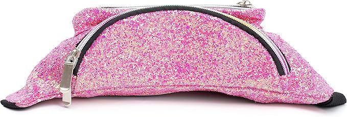 Holographic Rave Pink Purple Gravel Glitter Fanny Pack For Women Grils Festival Waist Belt Bags -Pink Purple Gravel