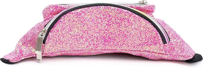 Holographic Rave Pink Purple Gravel Glitter Fanny Pack For Women Grils Festival Waist Belt Bags -Pink Purple Gravel