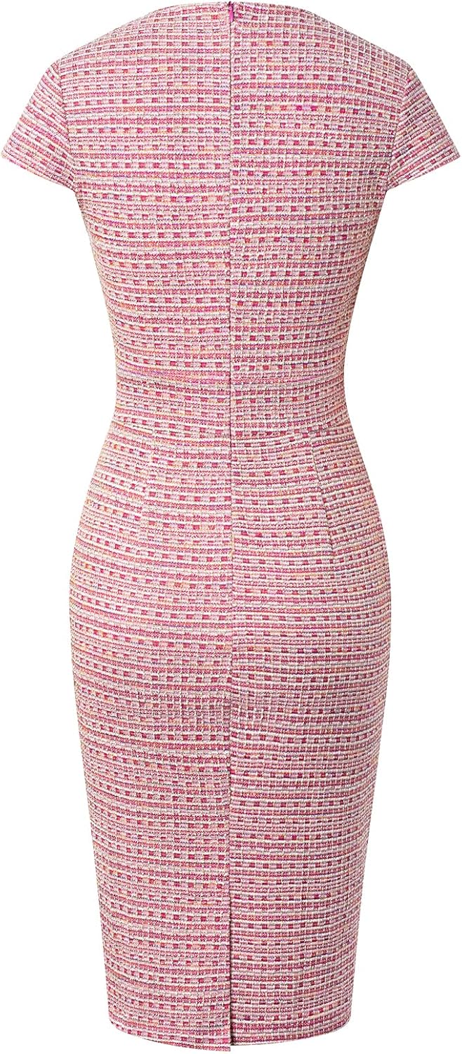 GRACE KARIN Women's Cap Sleeve Tweed Pencil Dress