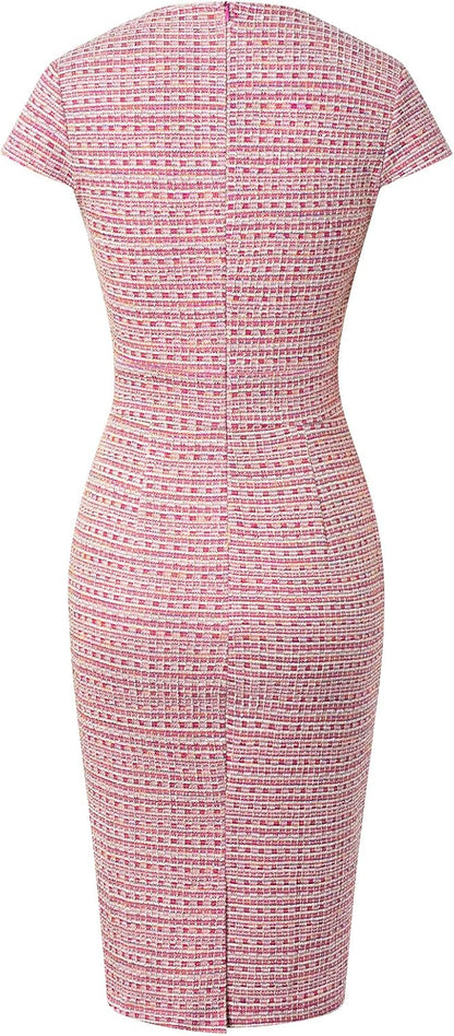 GRACE KARIN Women's Cap Sleeve Tweed Pencil Dress